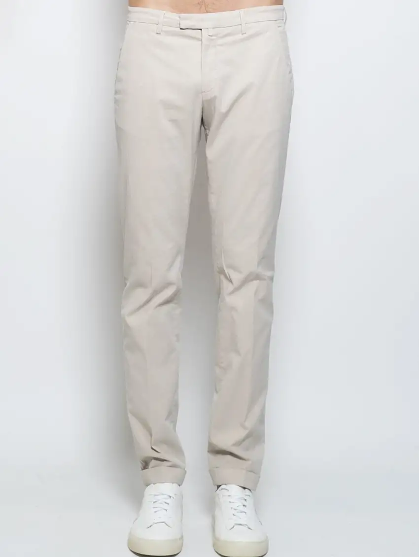 Pantaloni Ventre Piatto in Slim Fit Beige