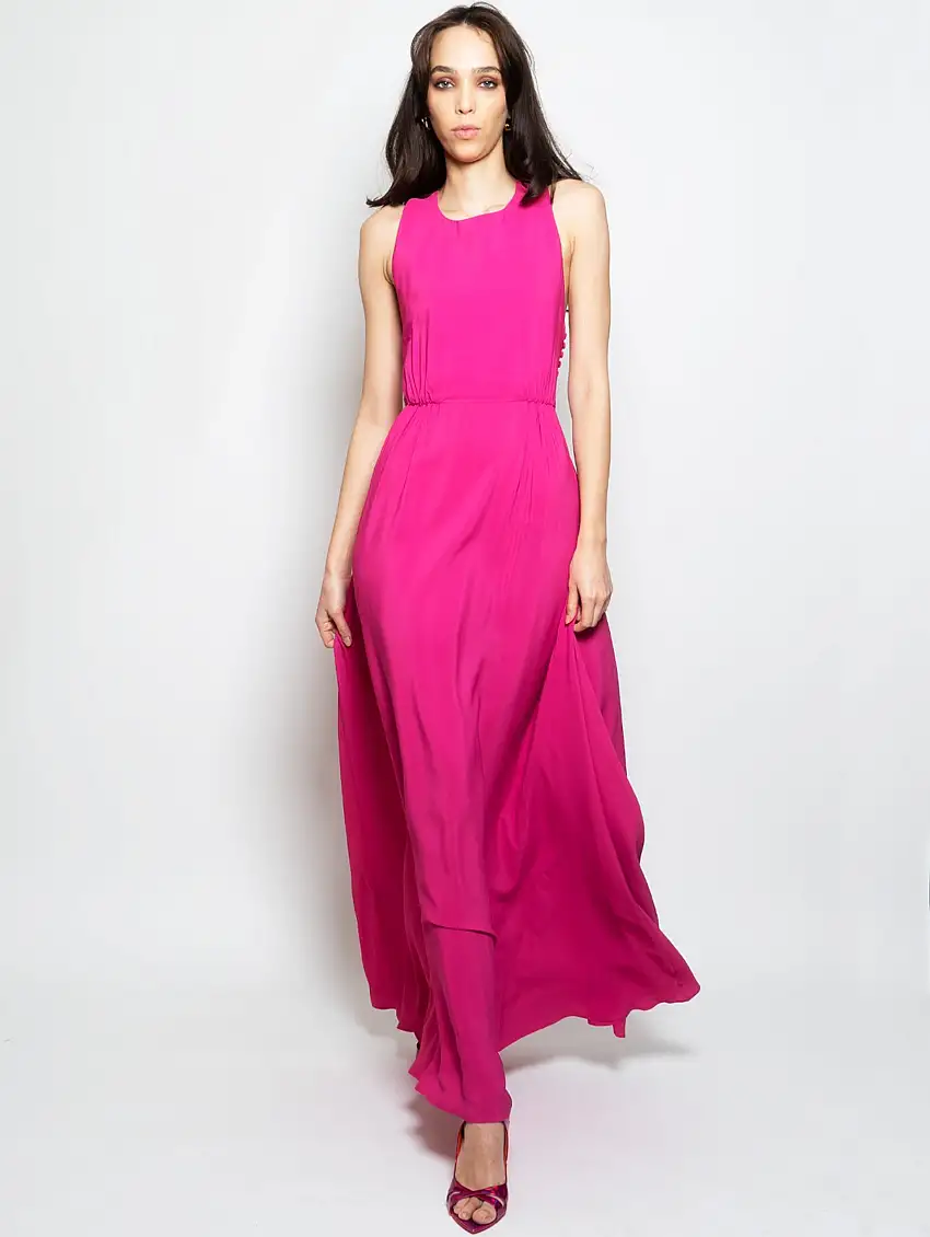 Abito Lungo in Seta Magenta