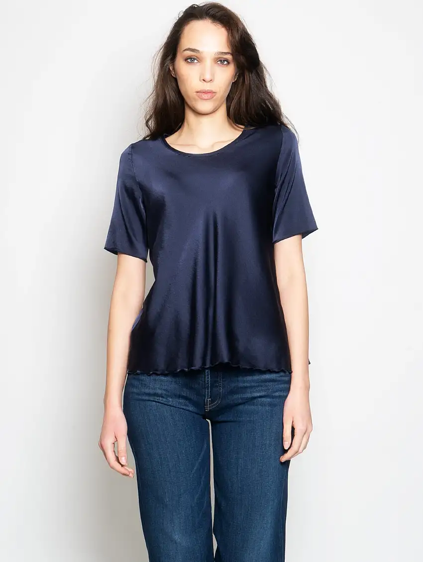 Blusa in Seta Blu