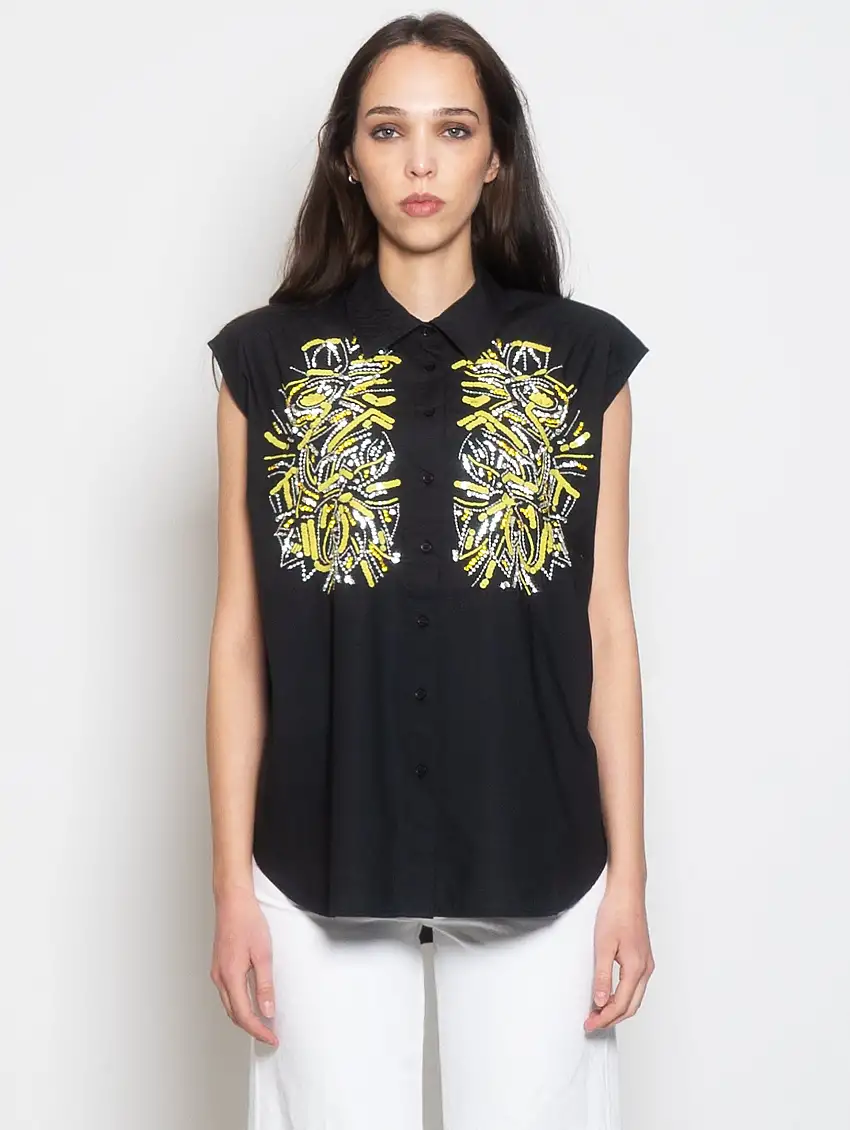 Camicia con Ricamo Nero