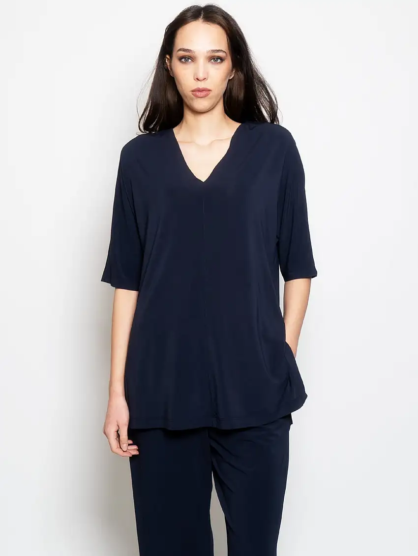 Tunica in Jersey con Scollo a V Blu