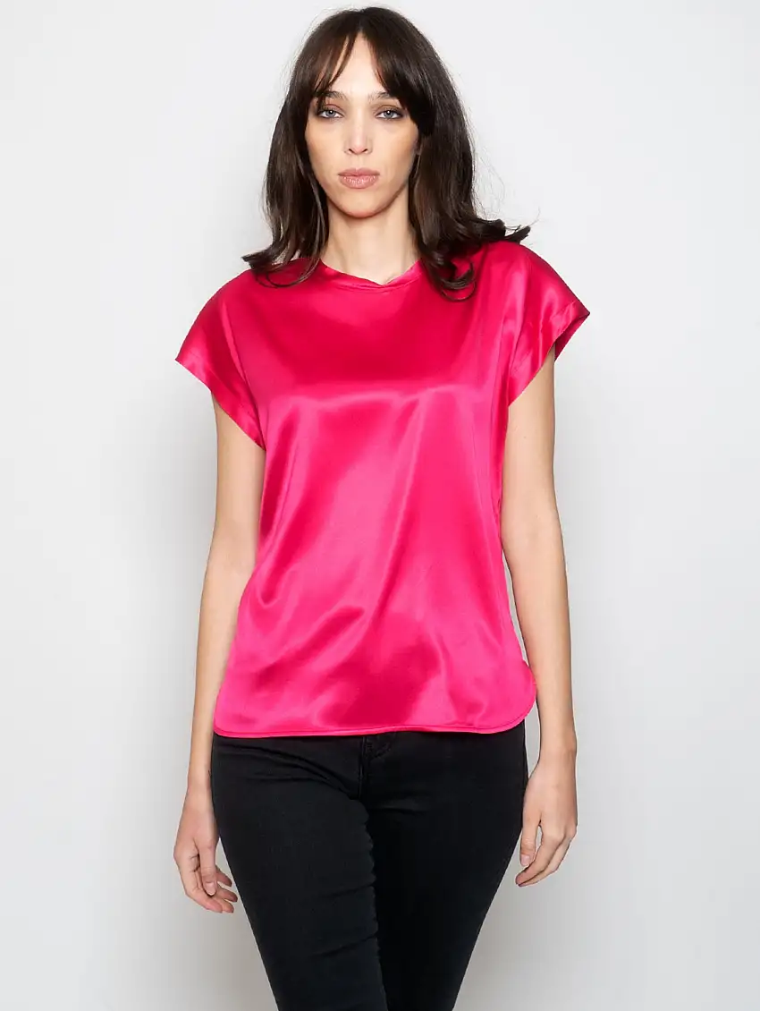 Blusa in Satin Stretch Rosa