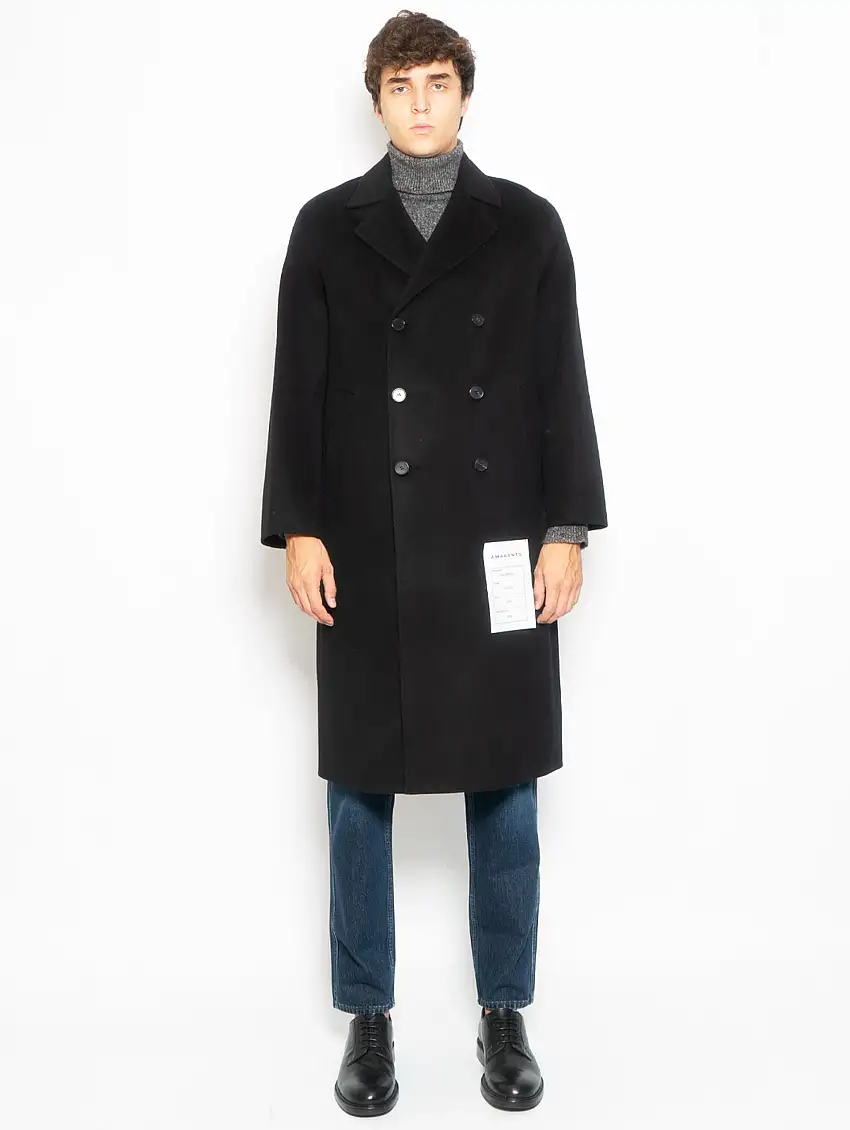 Cappotto Lungo Doppio Petto con Imbottitura Nero