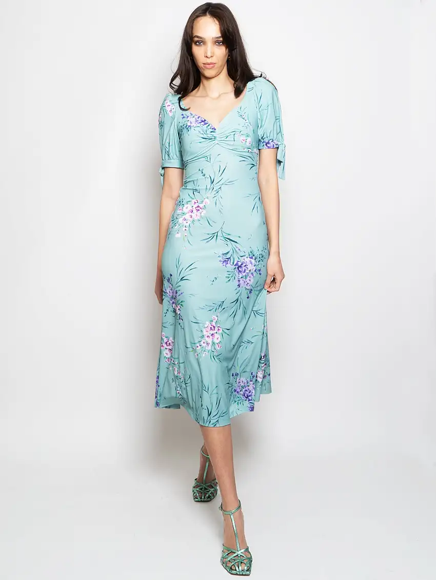 Abito Midi con Stampa Floreale