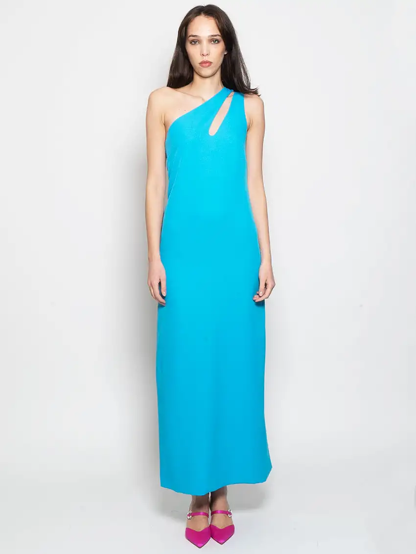 Abito Lungo Mono Spalla Turchese