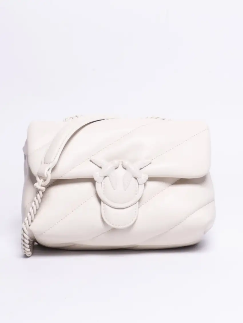 Borsa Mini con Logo in Tono Bianco