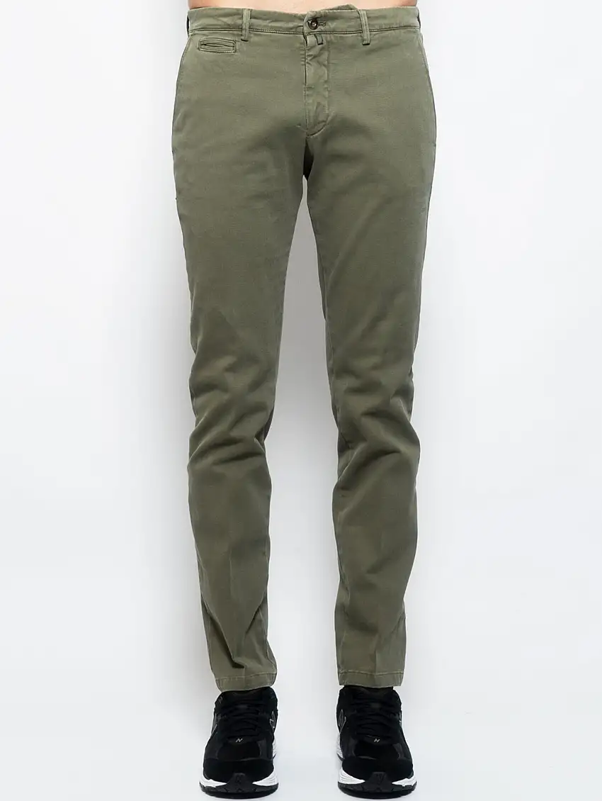 Pantaloni Chino in Gabardine Verde