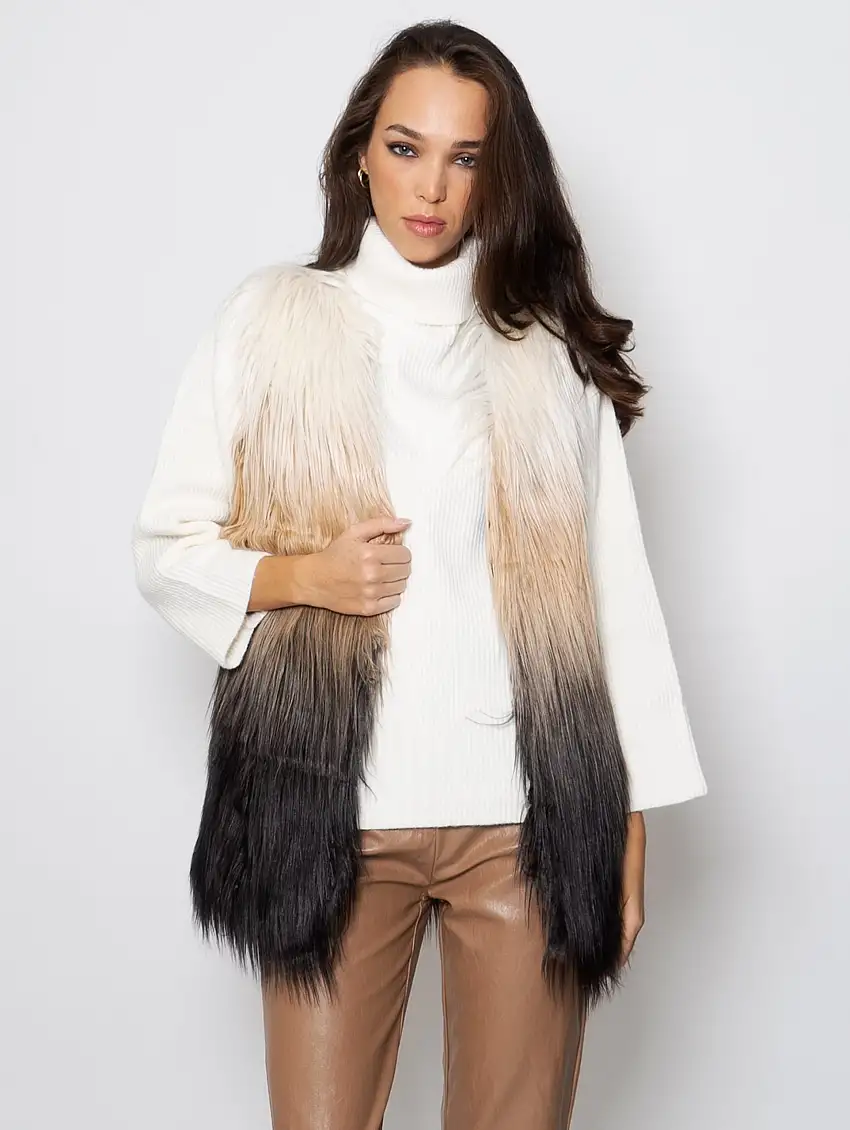 Gilet in Pelliccia Ecologica Marrone