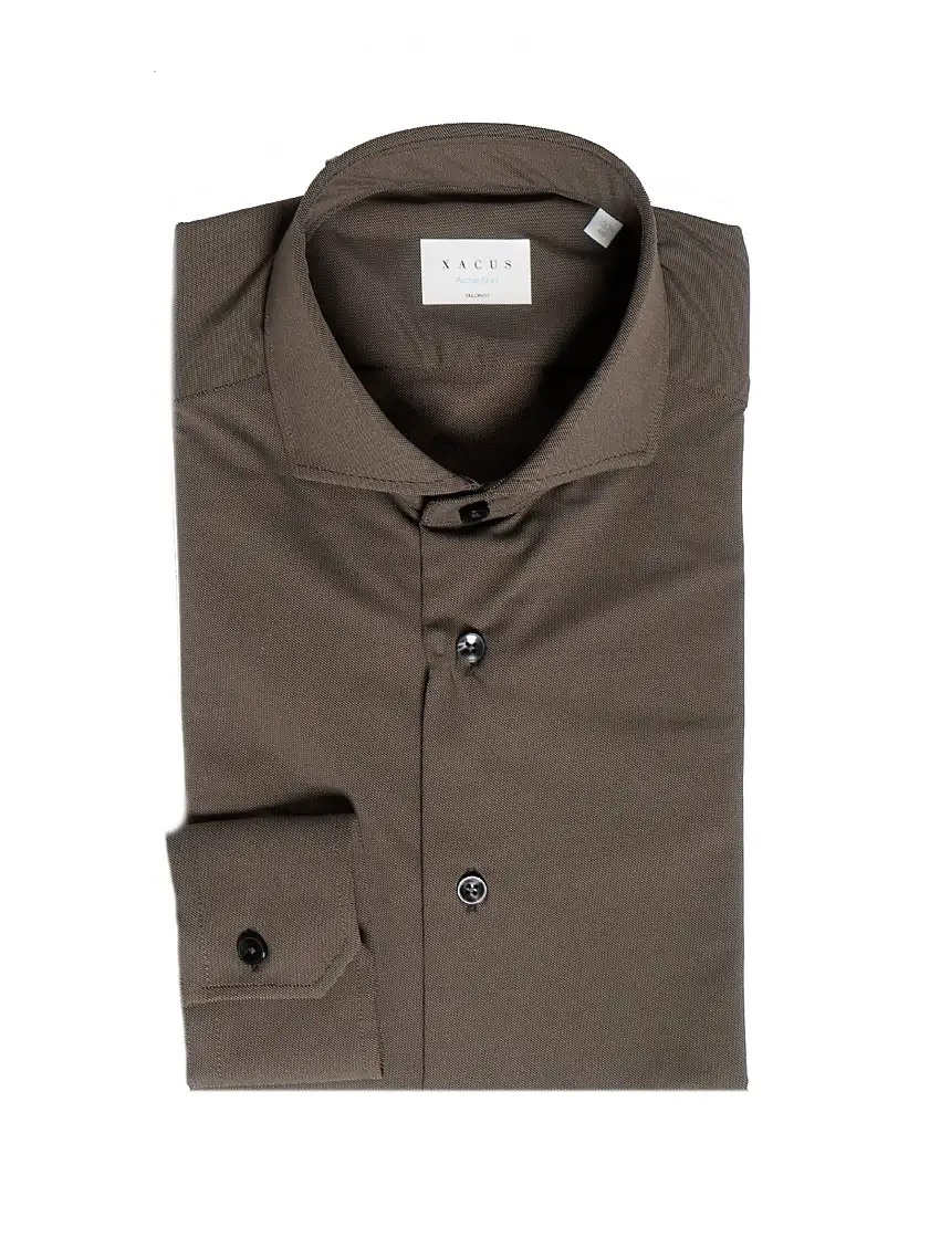 Camicia in Tessuto Armaturato Tortora