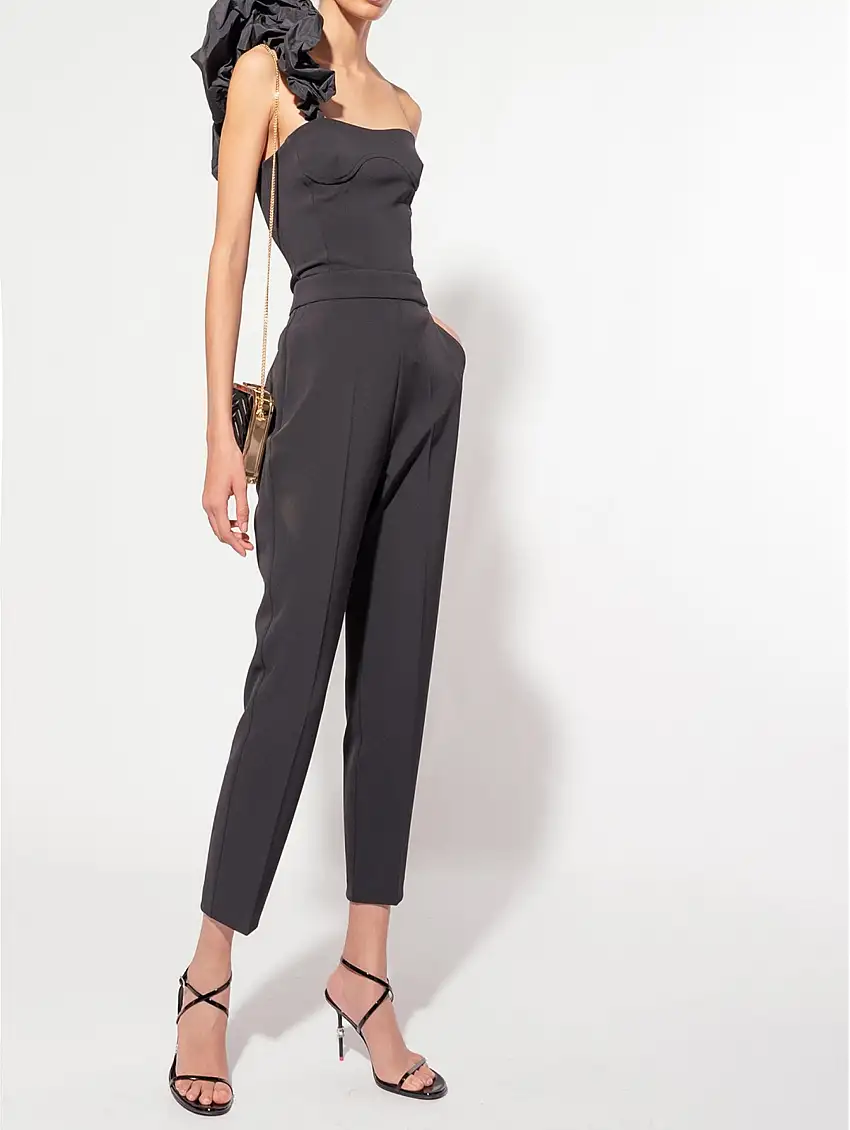 Pantaloni Slim in Crêpe Nero