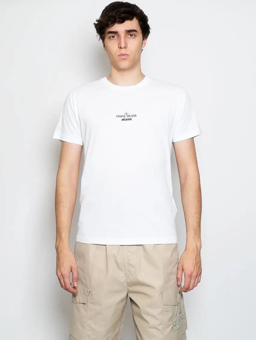 T-shirt Archivio con Stampa Bianco