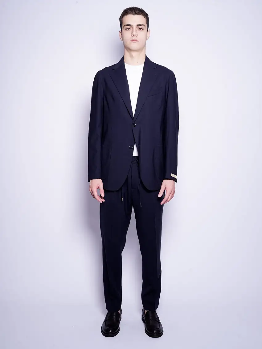 Completo Informale in Fresco Lana Stretch Blu