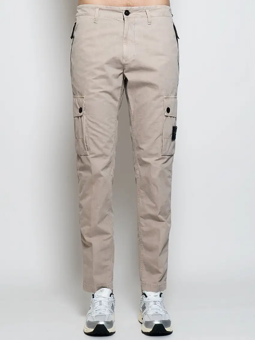 Pantalone Cargo in Cotone Tortora