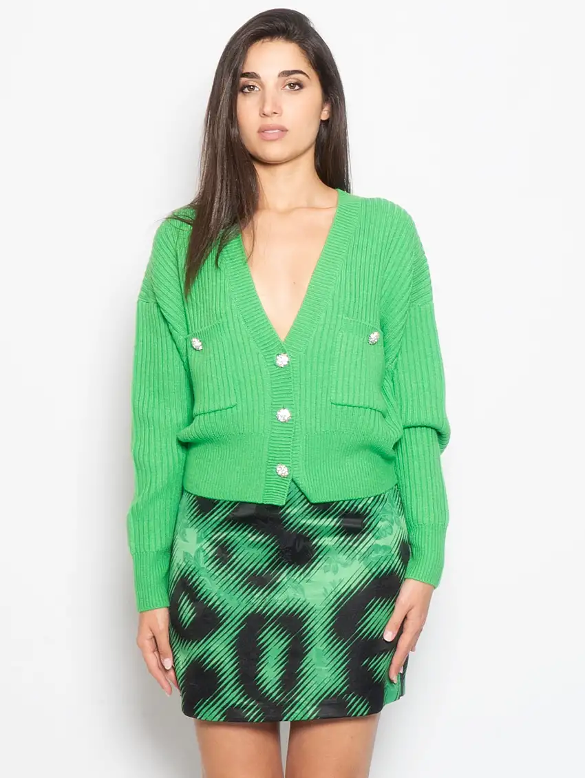 Cardigan con Bottoni gioiello Verde