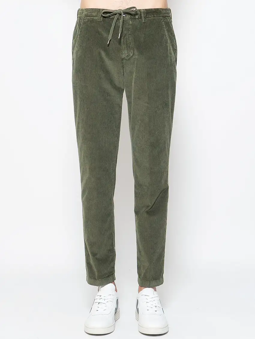Pantaloni in Velluto con Laccio Verde