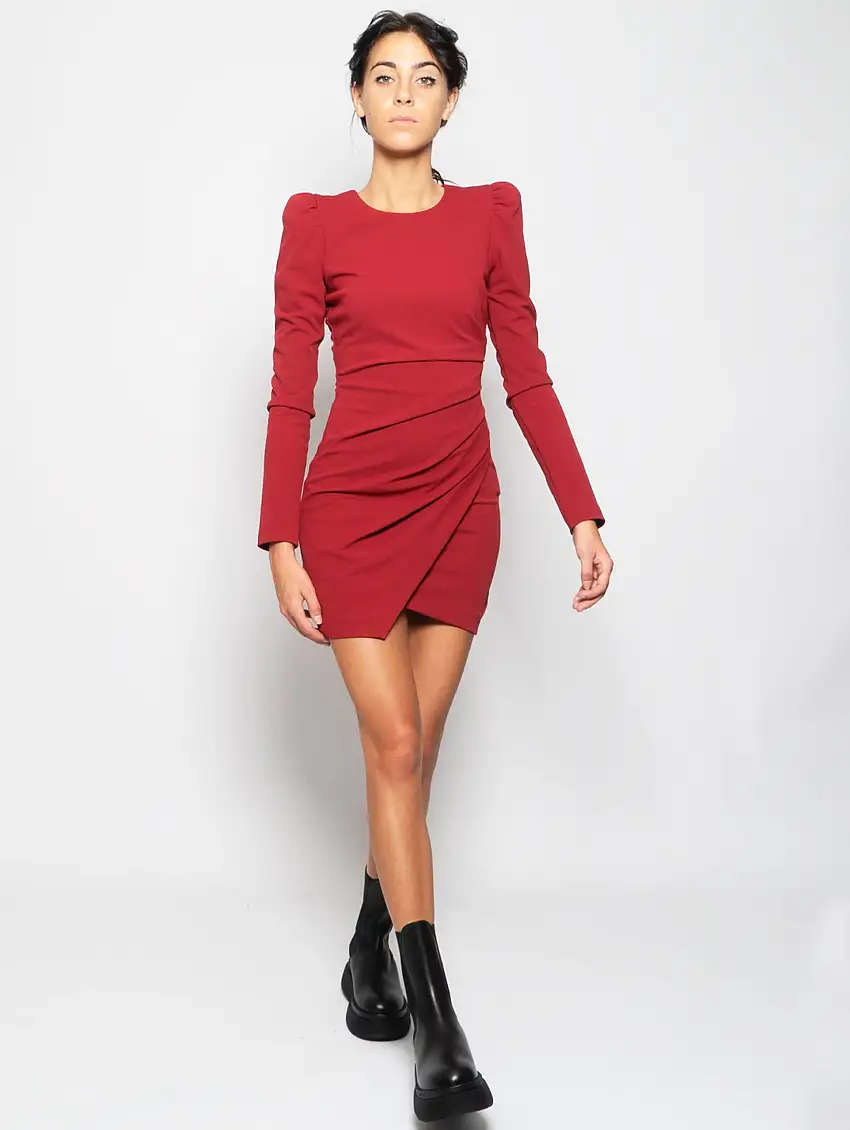 Abito con Arricciatura in Crepe Mattone