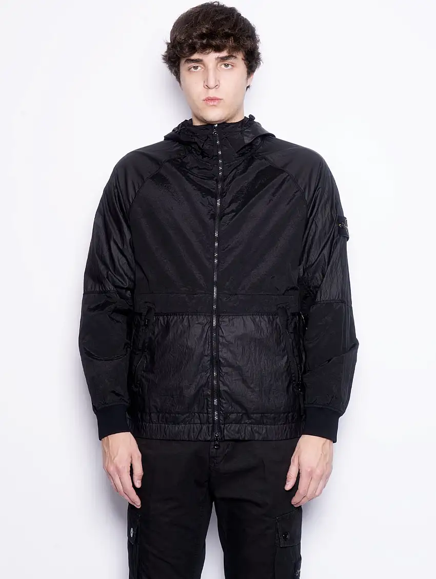 Giacca con Cappuccio Cangiante Nylon Metal Nero