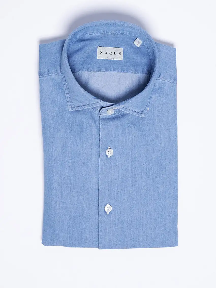 Camicia con Lavaggio Denim Blu Medio