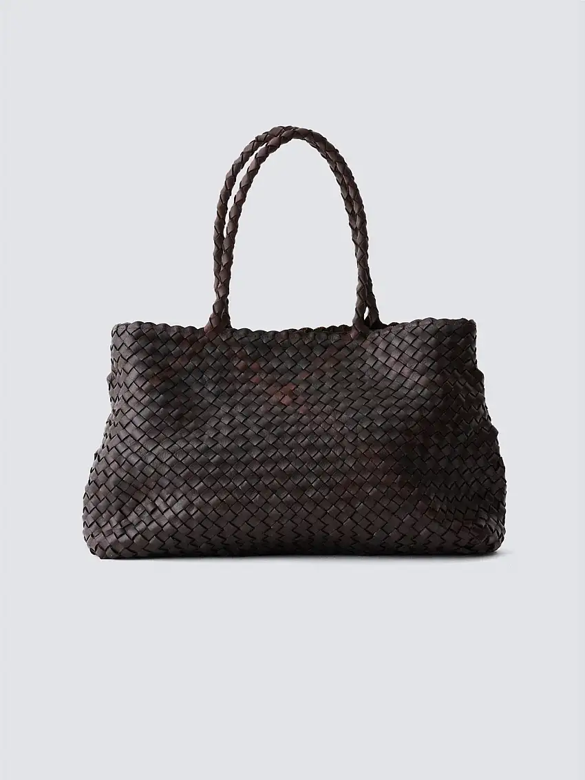 Borsa a Spalla Vintage Mesh Tote Marrone Scuro