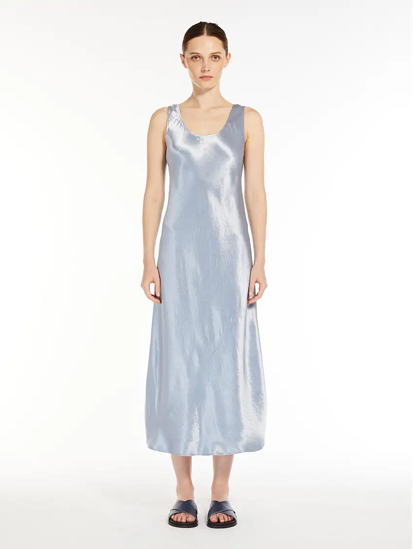 Abito Lungo in Raso Acetato Polvere