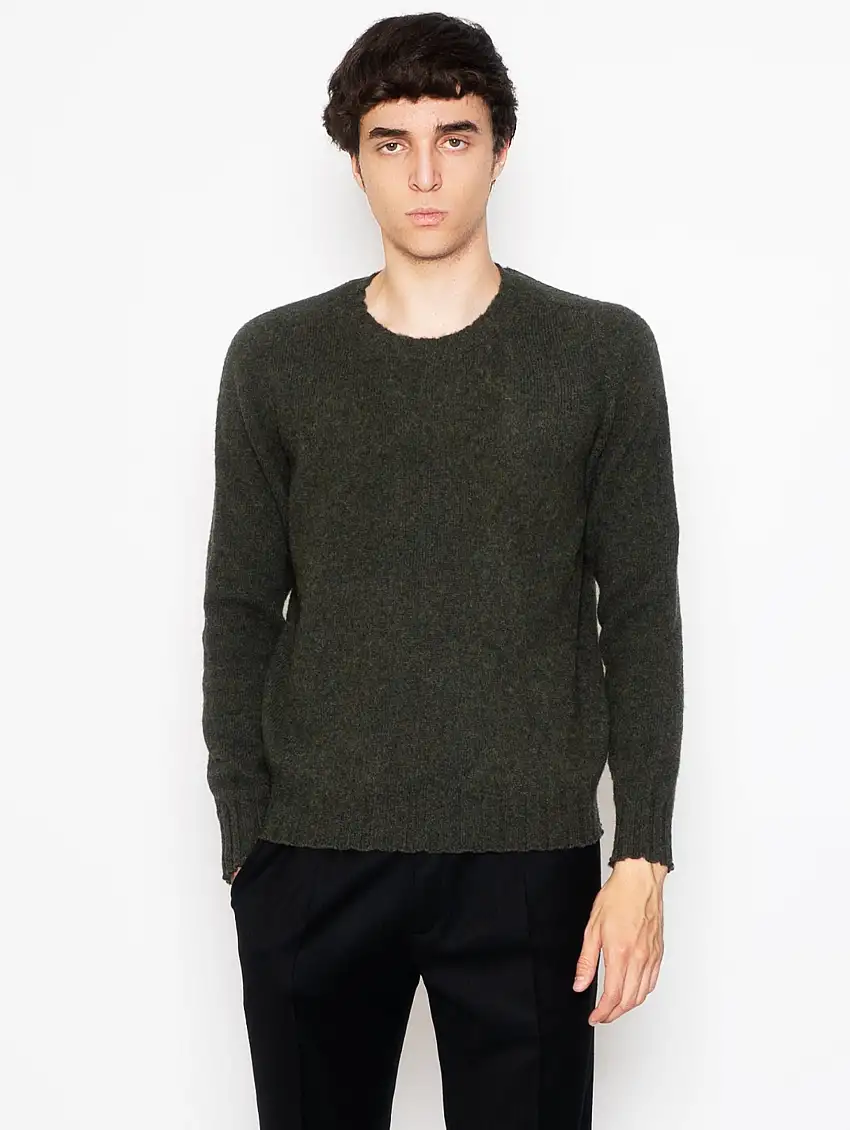 Maglia Girocollo in Lana Shetland Muschio