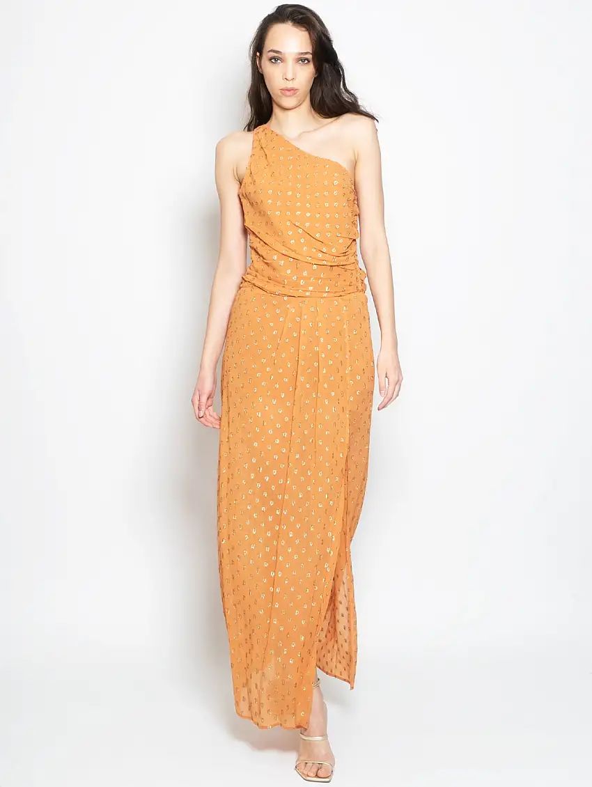 Abito Mono Spalla in Fil Coupé Marrone