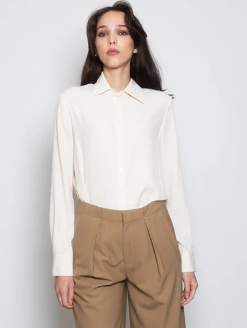 Camicia Monogram Logo in Crepe Cipria