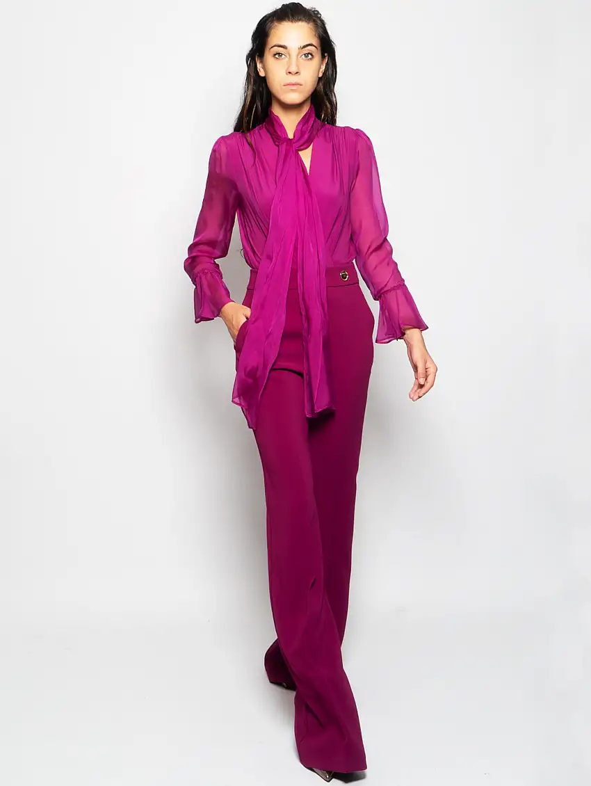 Pantaloni con Bottoni Dorati Viola