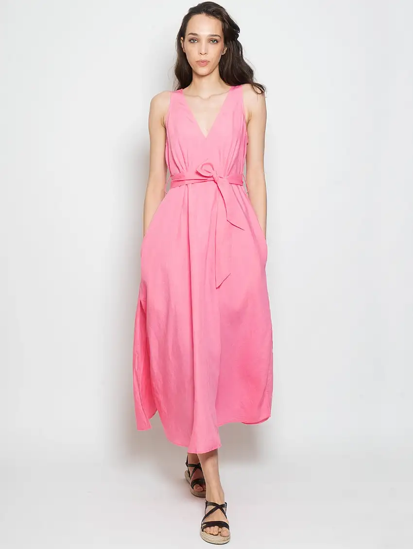 Abito Longuette con Scollo a V Rosa