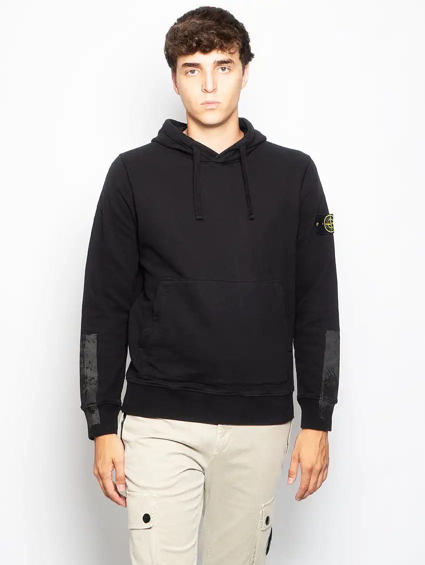 Felpa con Cappuccio e Dettagli Reflective Nero