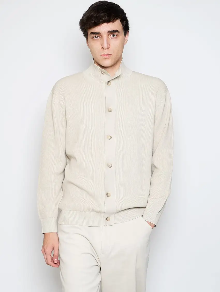 Cardigan a Coste Beige