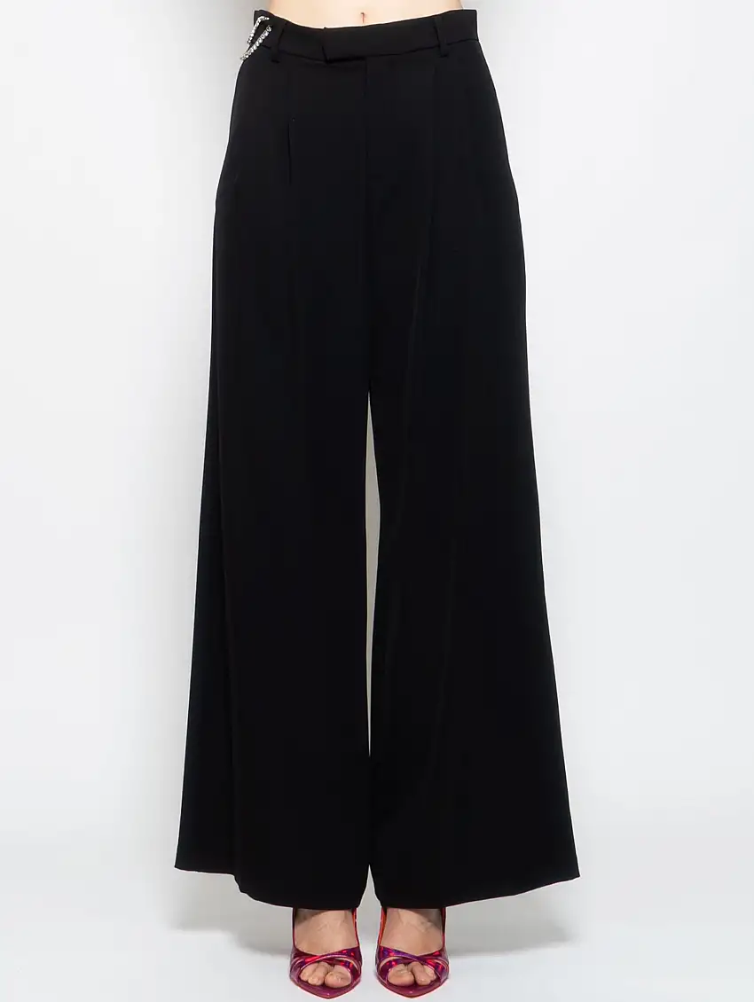 Pantaloni Palazzo con Pinces Nero