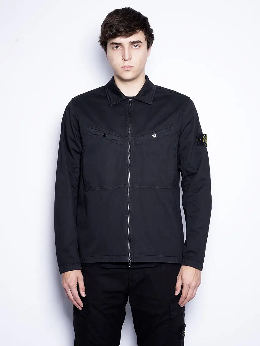 Overshirt in Twill Organico Trattamento Old Nero