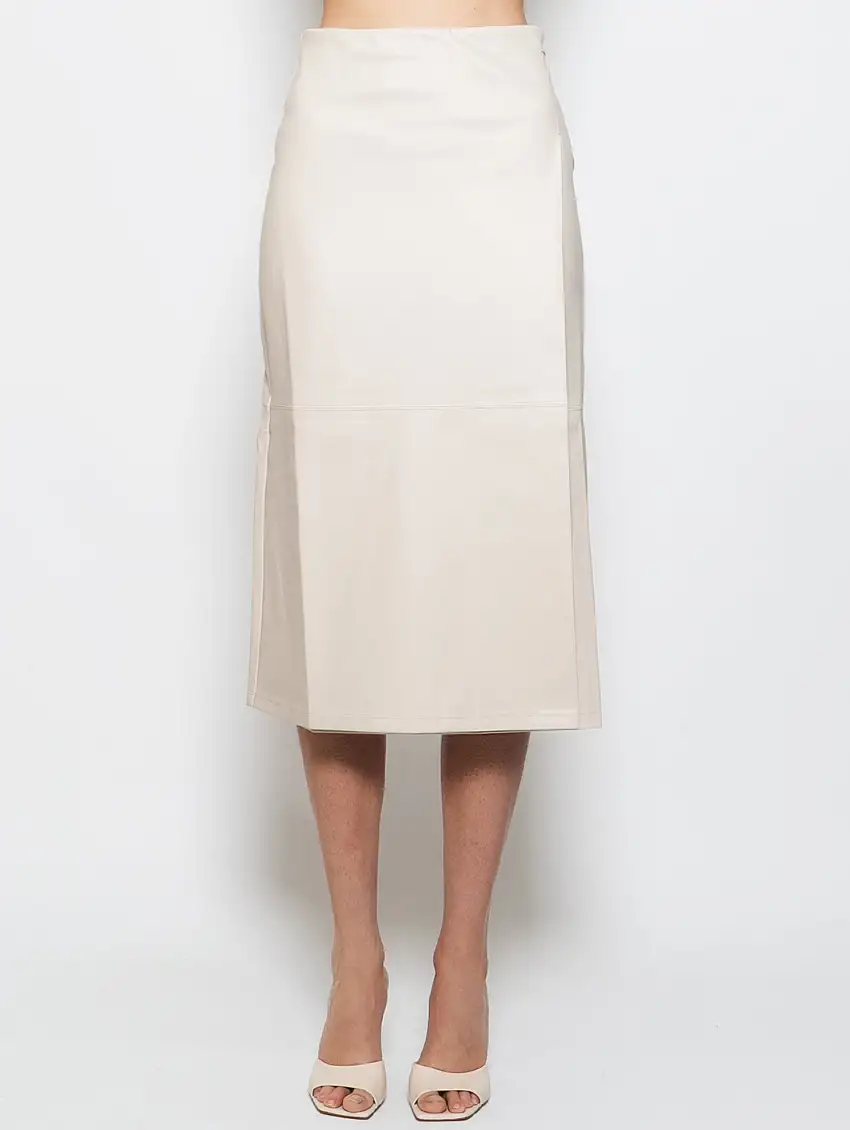 Gonna Midi in Ecopelle Avorio