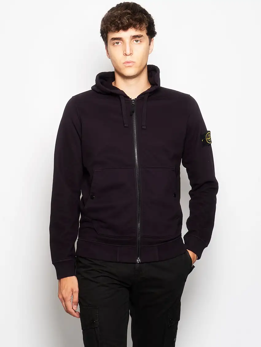 Felpa con Zip e Cappuccio Mosto