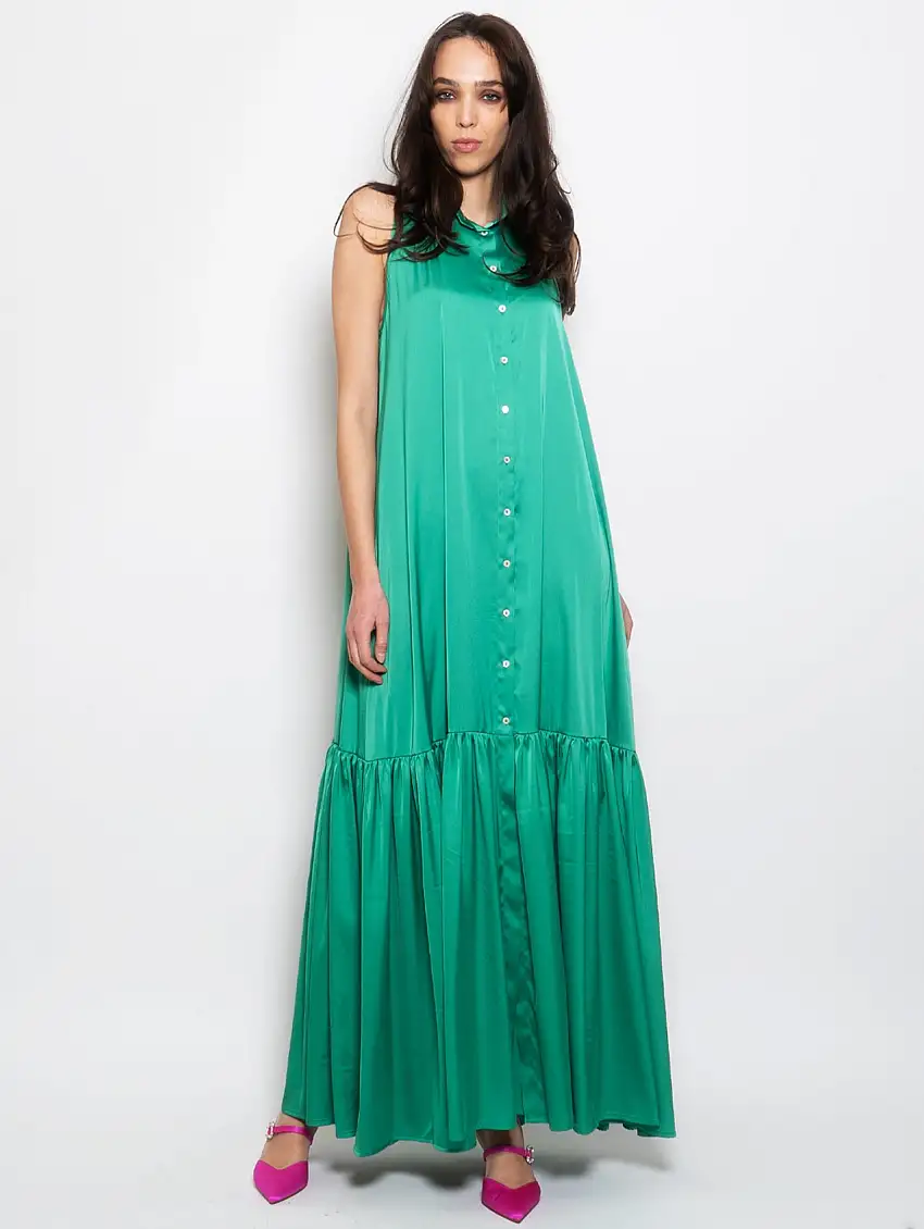 Chemisier in Raso Fluido Verde