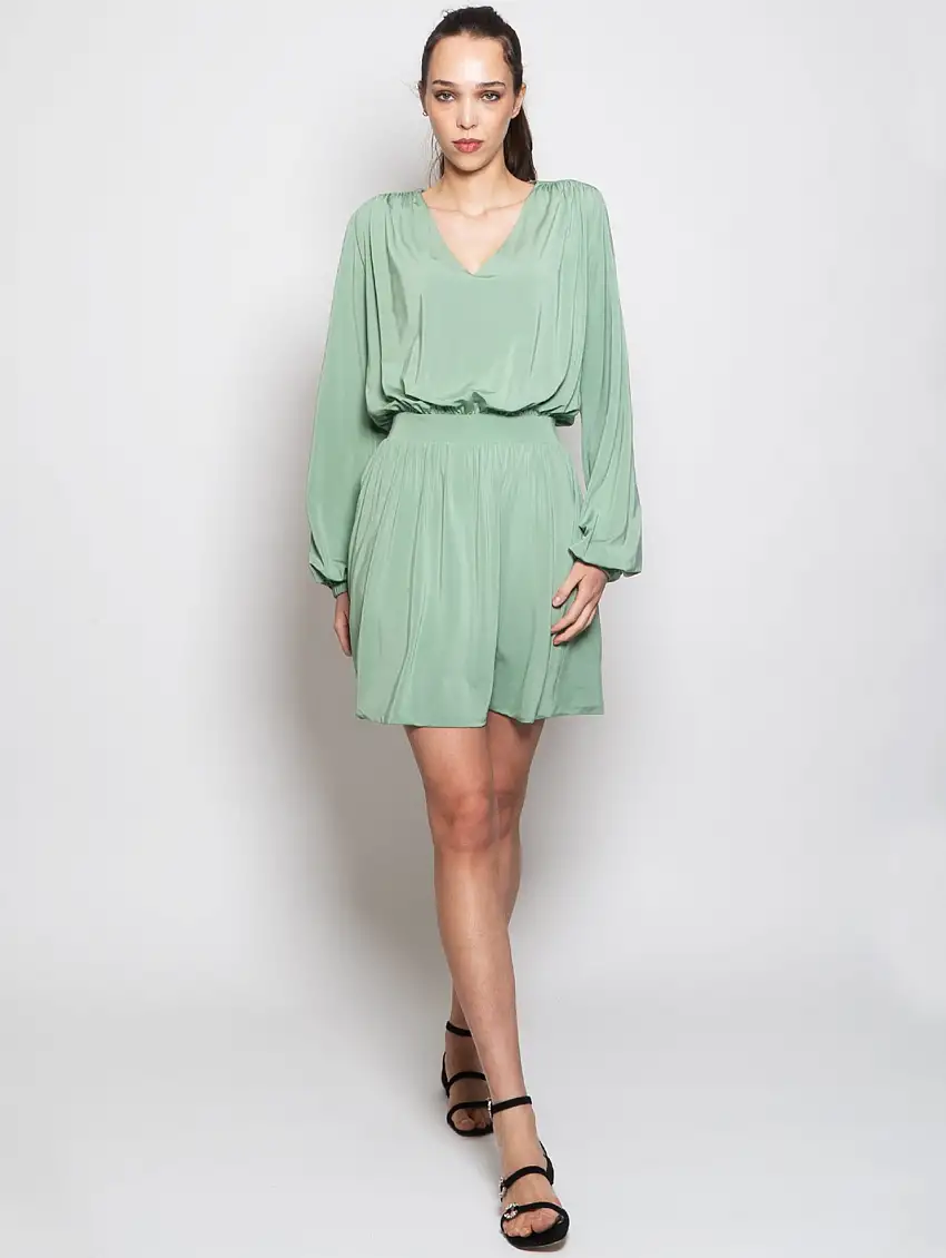 Abito con Pieghe Verde Acqua