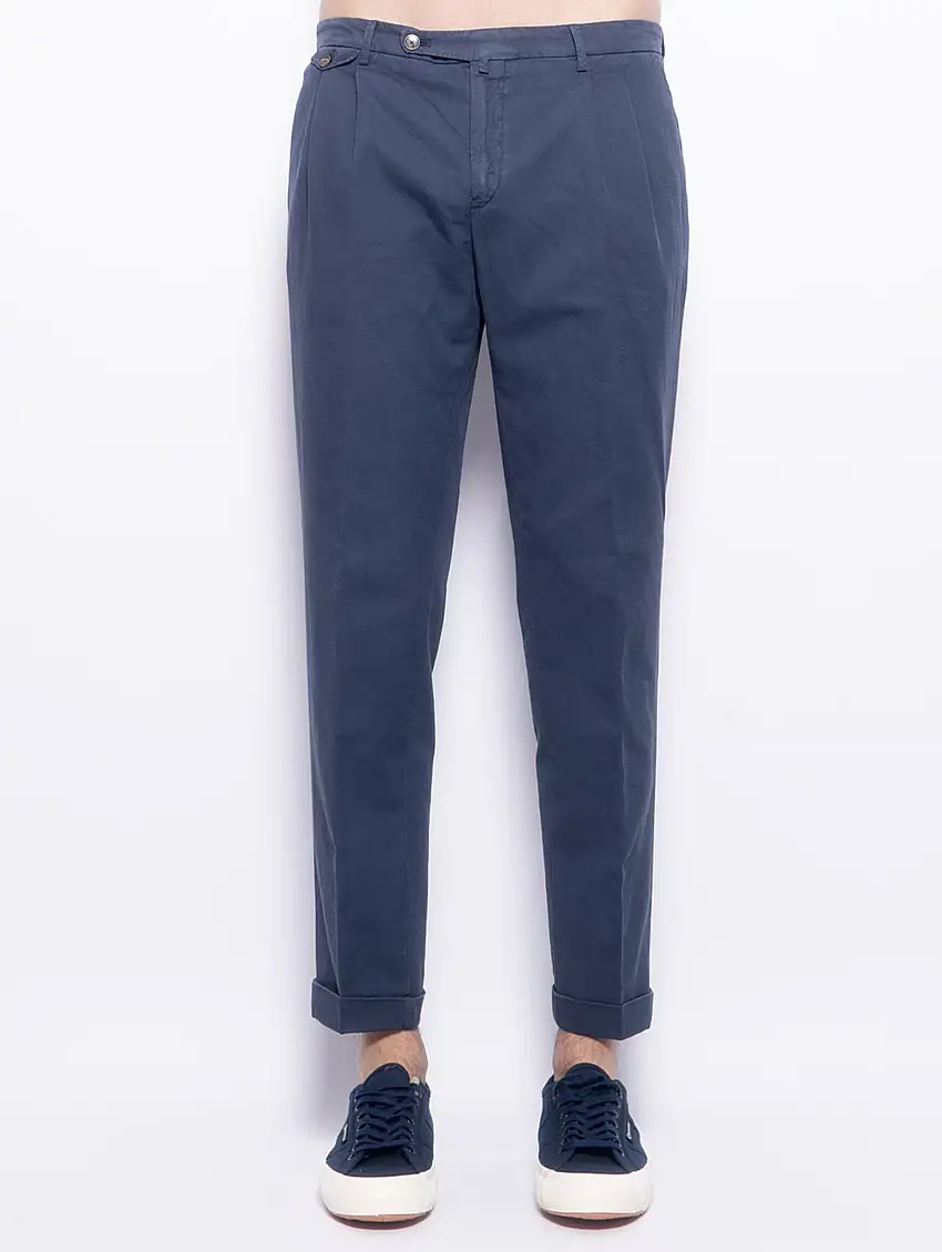 Pantaloni Easy Fit con Pences Blu