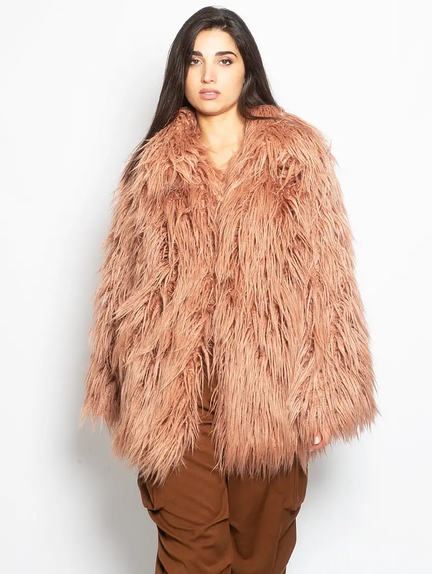 Eco Pelliccia a Pelo Lungo Buffy Rosa