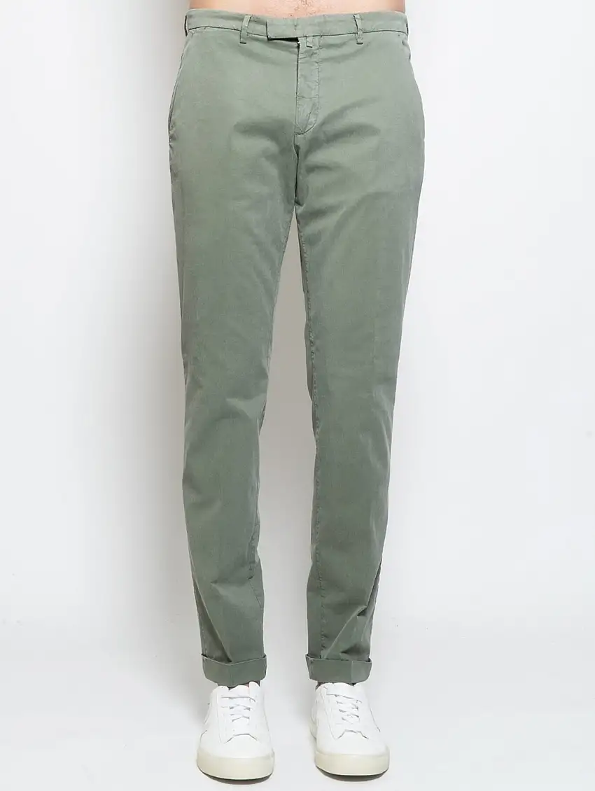 Pantaloni Ventre Piatto in Slim Fit Verde