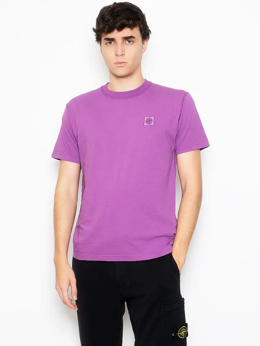T-shirt con Effetto Fissato Magenta