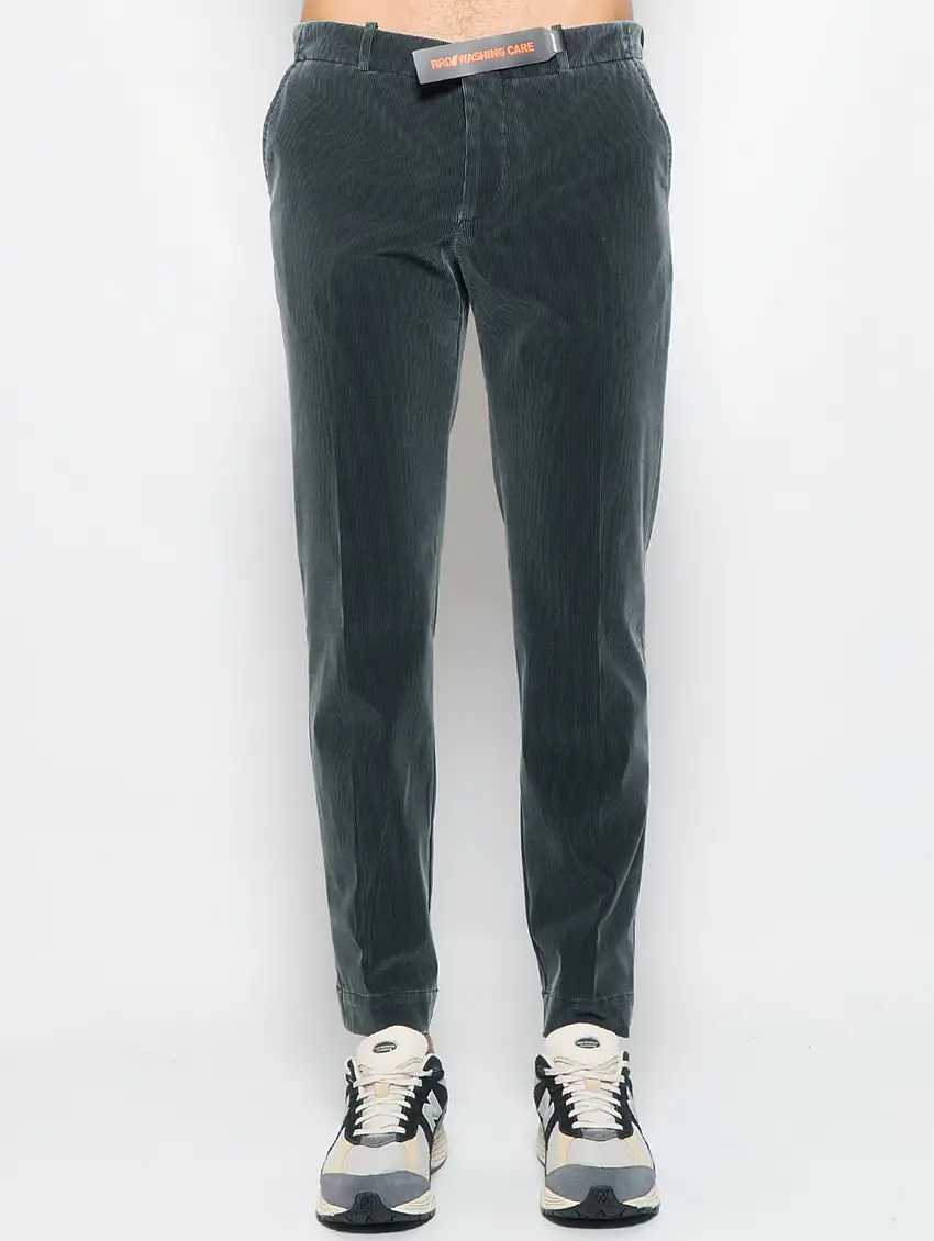 Pantaloni Chino in Tecno Velluto Piombo