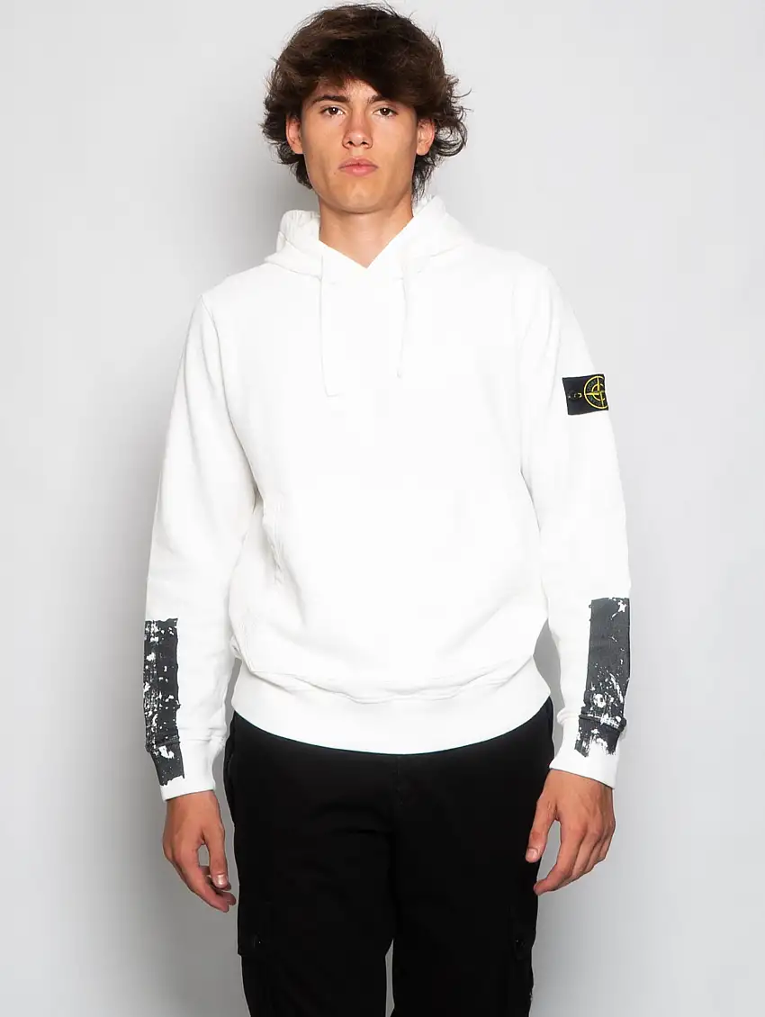 Felpa con Cappuccio e Dettagli Reflective Bianco