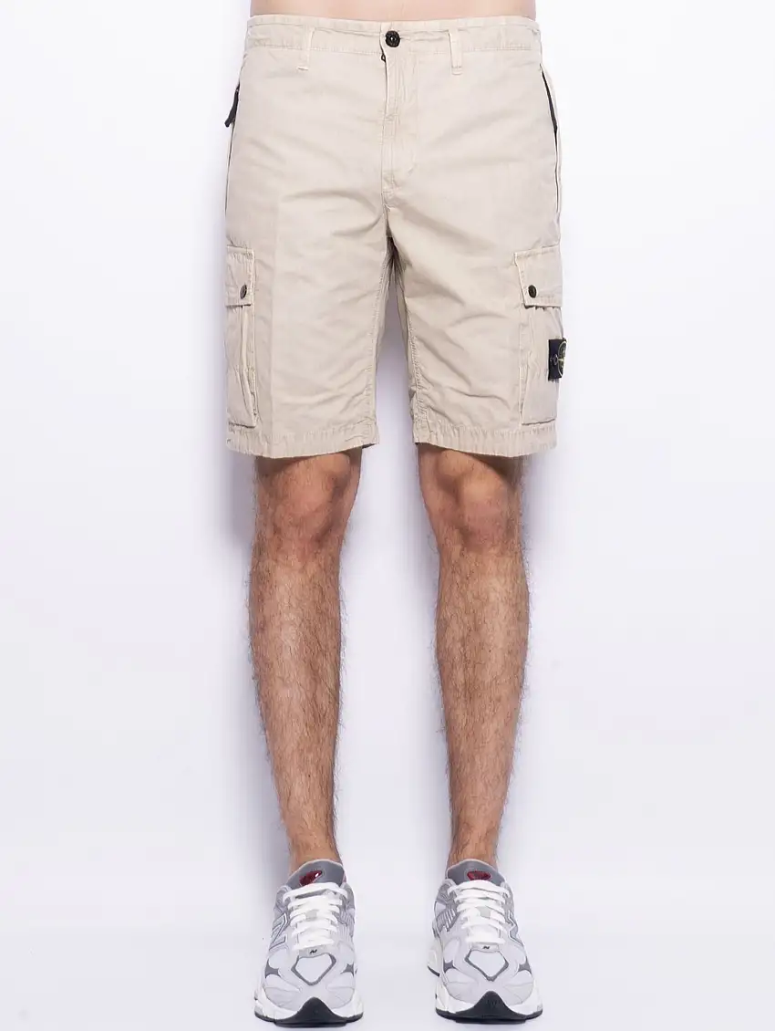Bermuda Cargo con Trattamento Old Beige