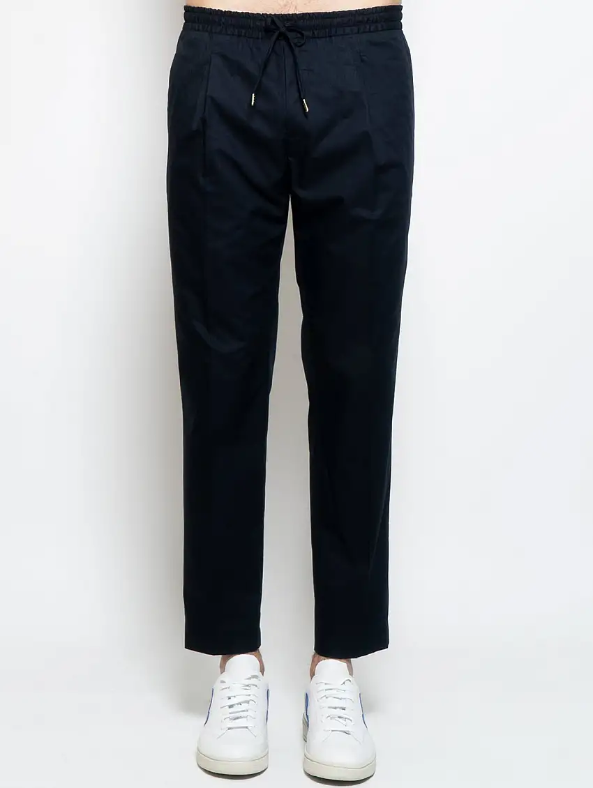 Pantaloni con Coulisse e Pinces Blu