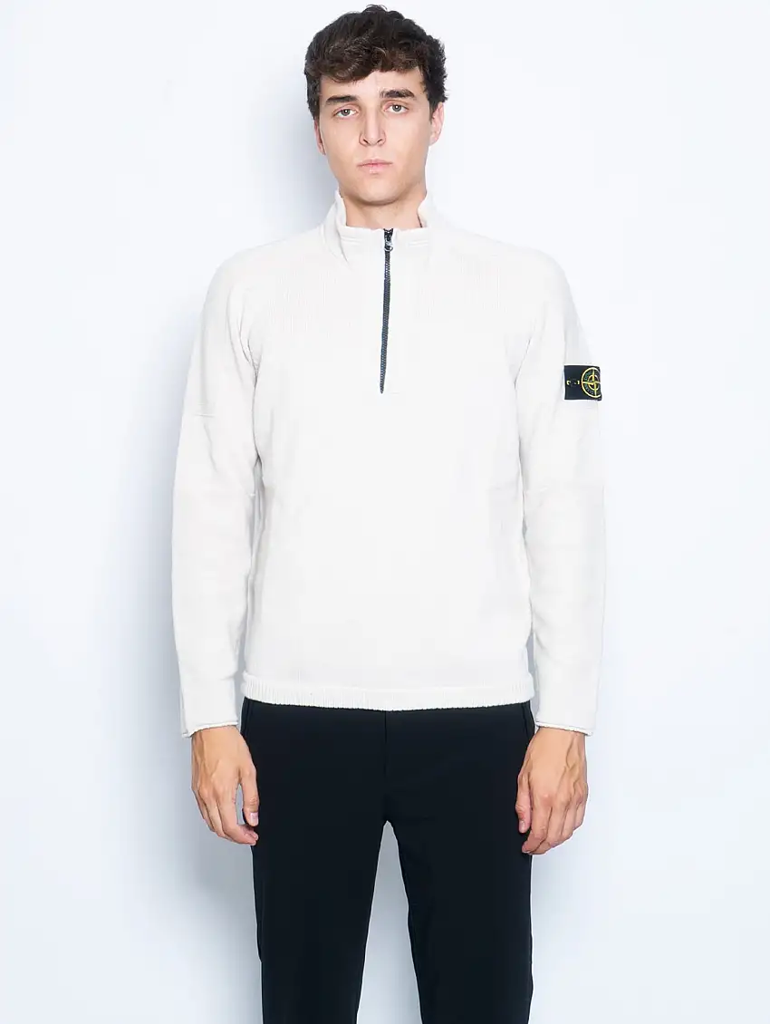 Maglia Mezza Zip Beige