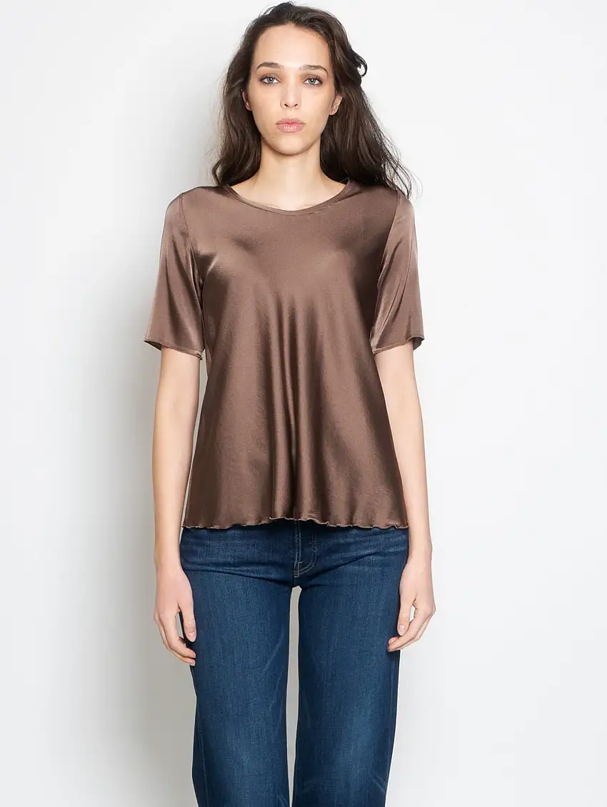 Blusa in Seta Marrone