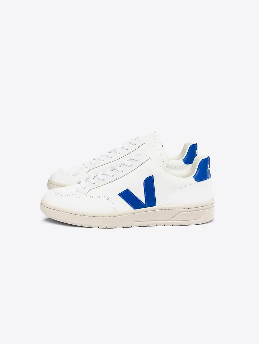 Sneakers in Pelle Sostenibili da Uomo V-12 Bianco/Blu