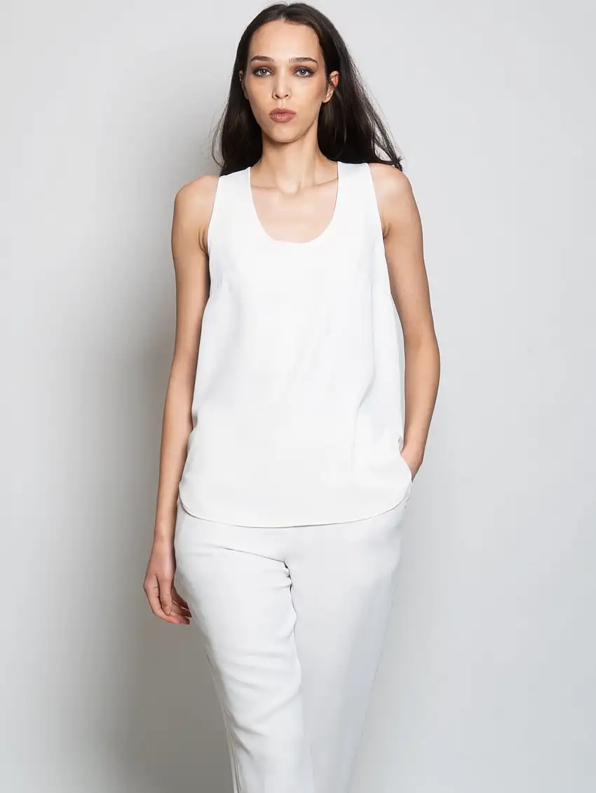 Top con Scollo Rotondo Panna