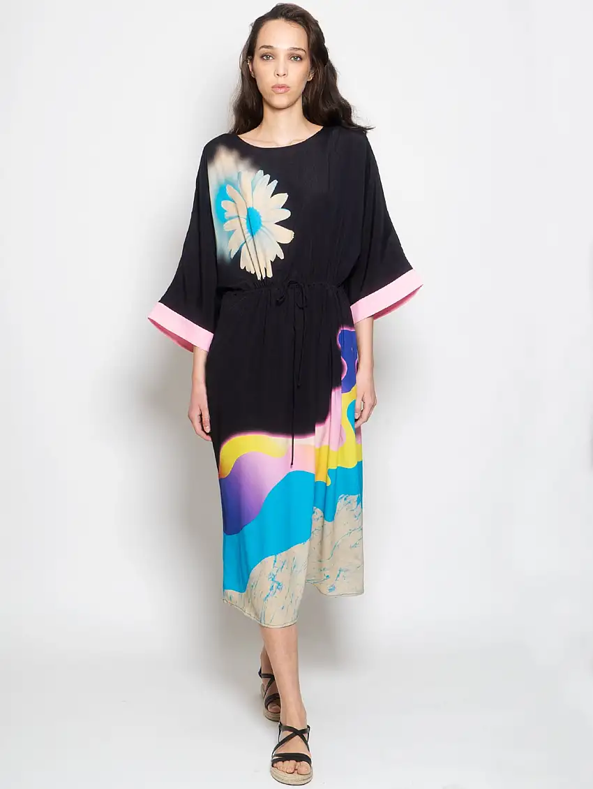 Abito Midi in Viscosa Nero